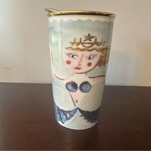 Starbucks Mermaid Ceramic Tumbler with Gold Accents